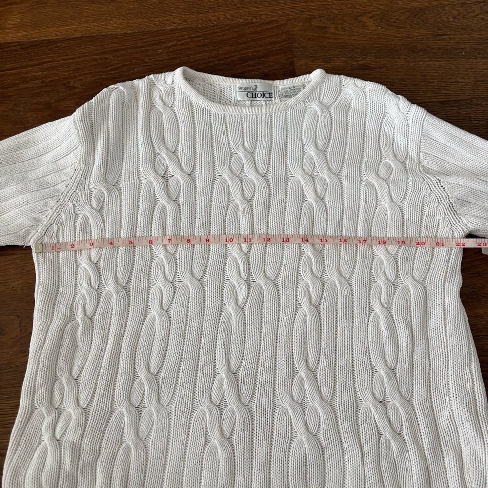 Vintage 100% Cotton Scoop Neck Cable Knit Sweater - Picture 7 of 9
